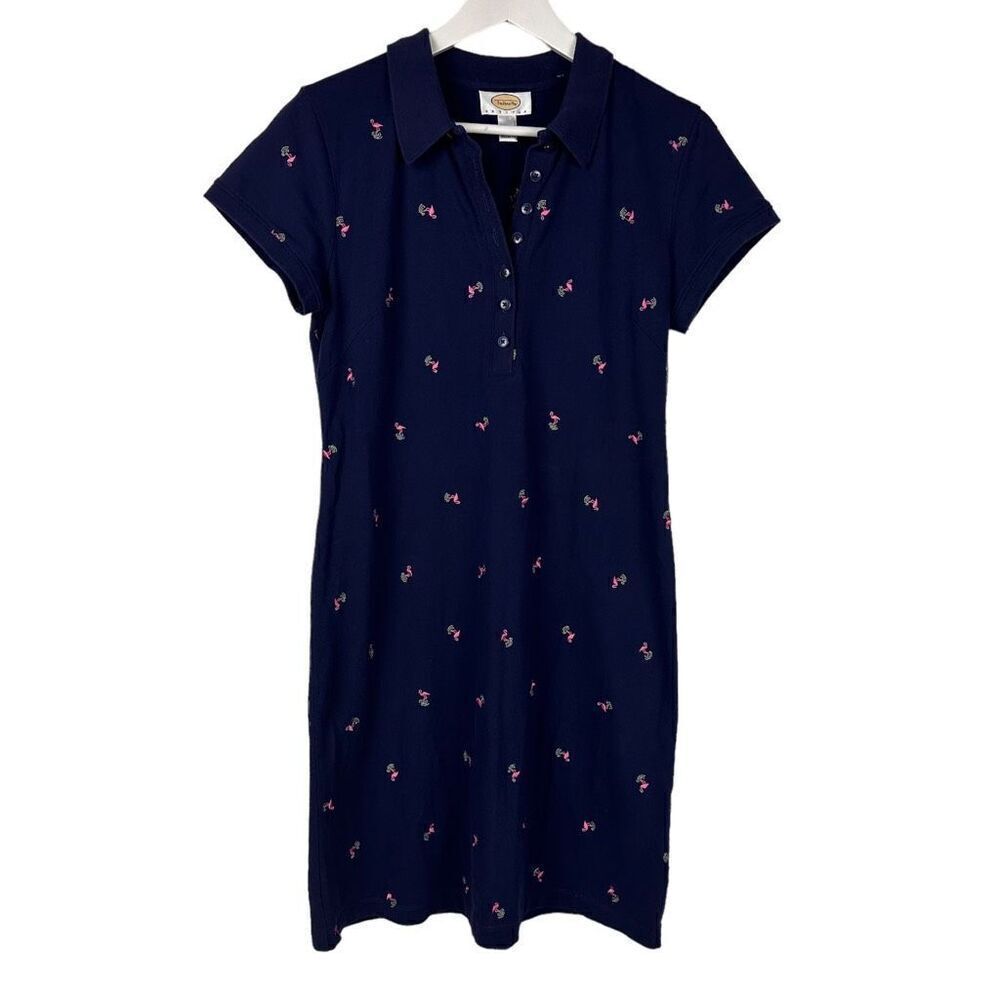 Talbots Embroidered Flamingo Polo Dress size Small Petite